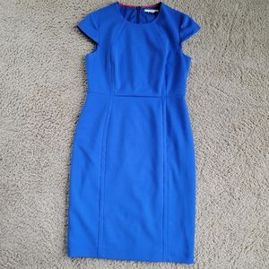Boden Dress - Size 10 - Blue, Wool Blend, Cap Sleeves, Lined, Round Neck